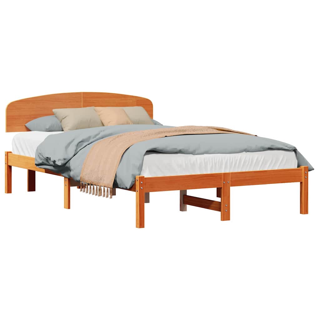 Bed Frame with Headboard Brown 120 x 190 cm Solid Pine wood