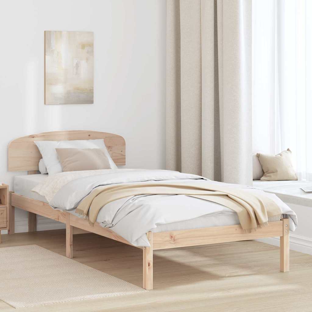 Bed Frame with Headboard Brown 100 x 200 cm Solid Pine wood
