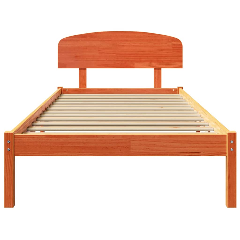 Bed Frame with Headboard Brown 100 x 200 cm Solid Pine wood
