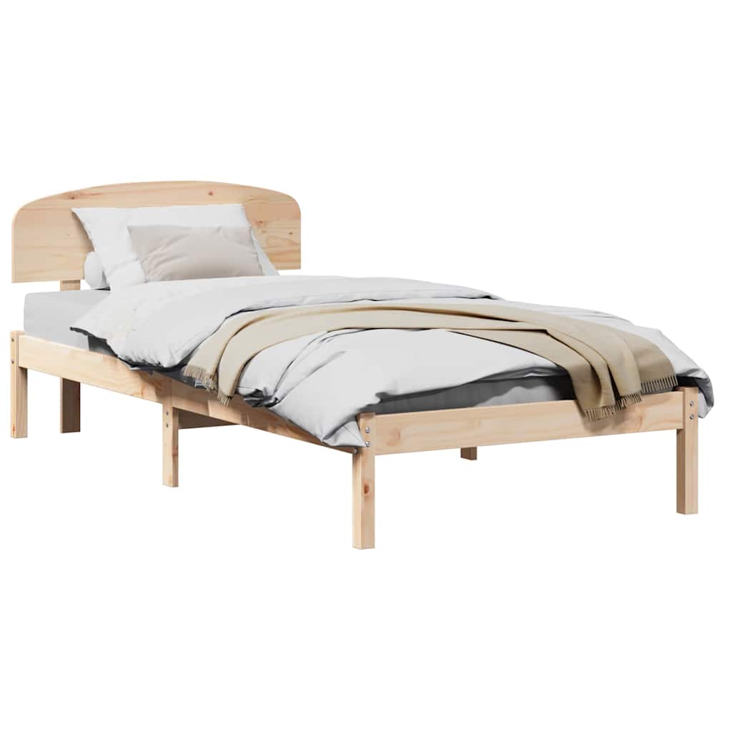 Bed Frame with Headboard Brown 80 x 200 cm Solid Pine wood