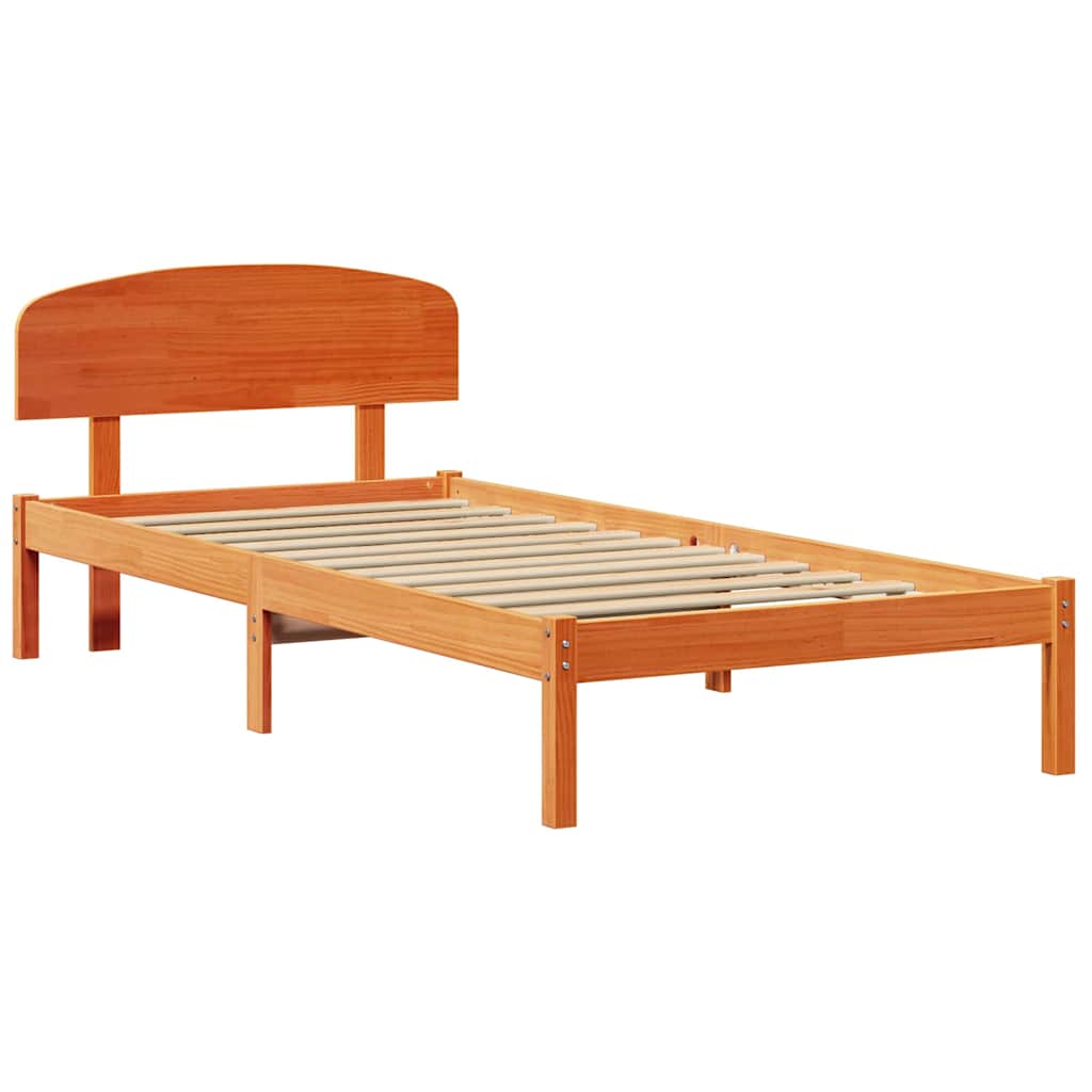 Bed Frame with Headboard Brown 80 x 200 cm Solid Pine wood