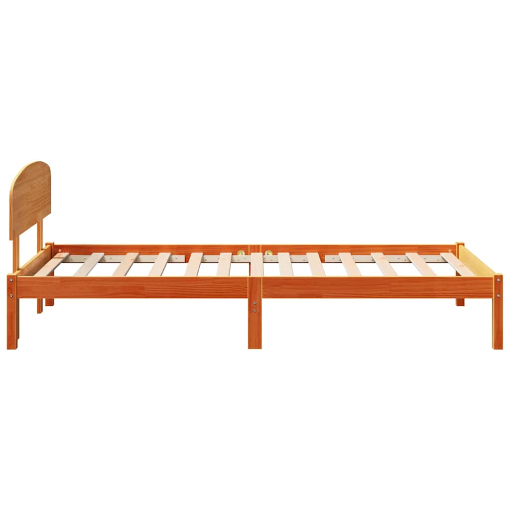 Bed Frame with Headboard Brown 75 x 190 cm Solid Pine wood