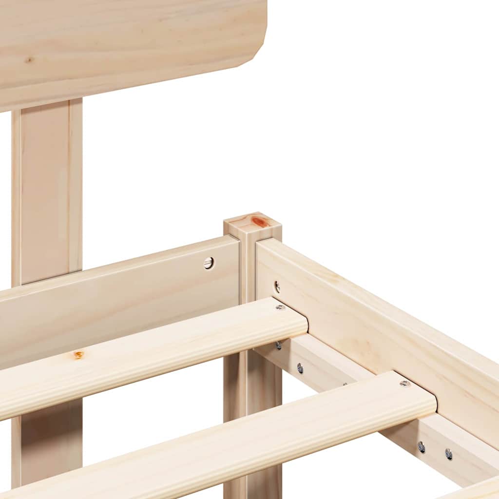 Bed Frame with Headboard Natural 200 x 200 cm Solid Pine Wood