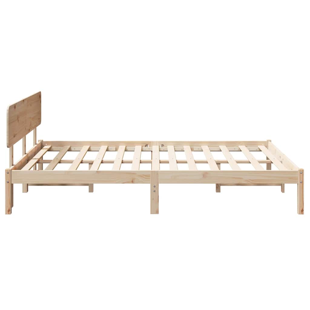 Bed Frame with Headboard Natural 200 x 200 cm Solid Pine Wood