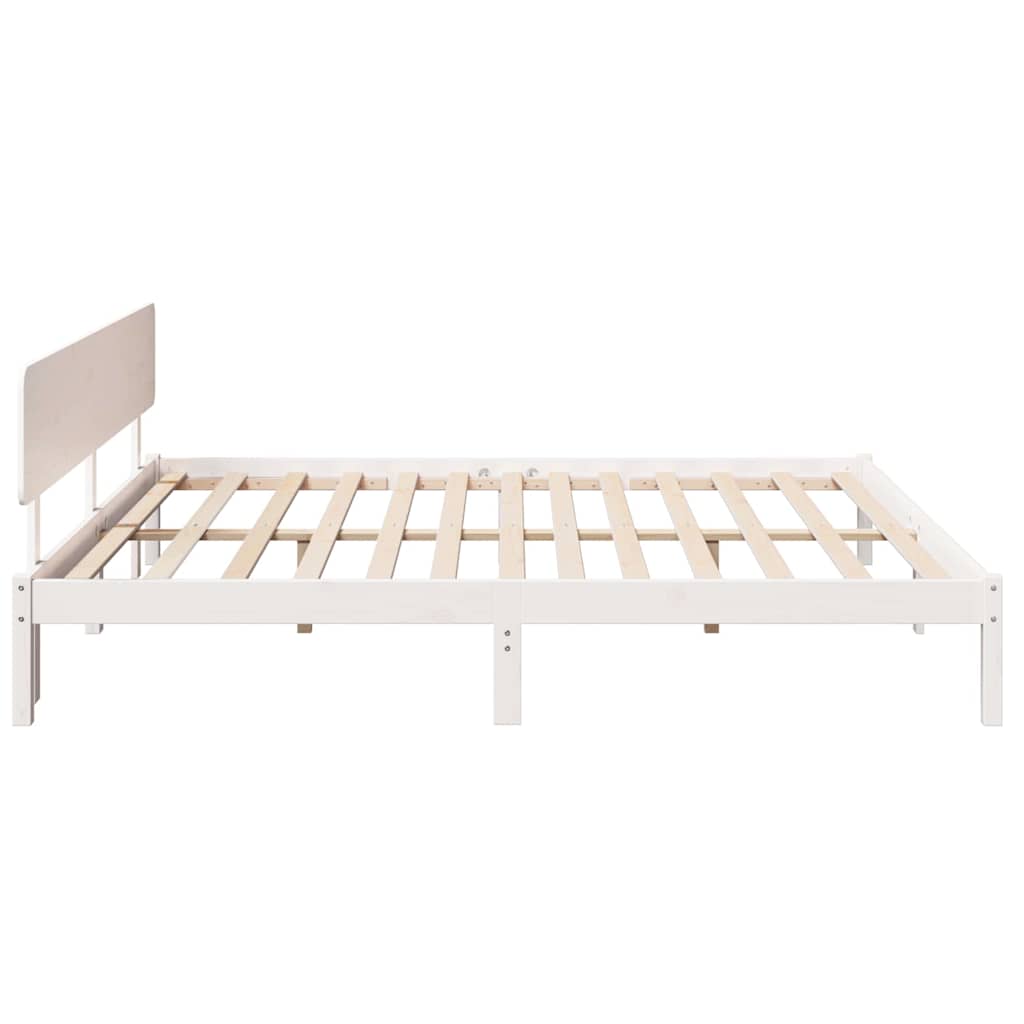 Bed Frame with Headboard White 180 x 200 cm Solid Pine Wood