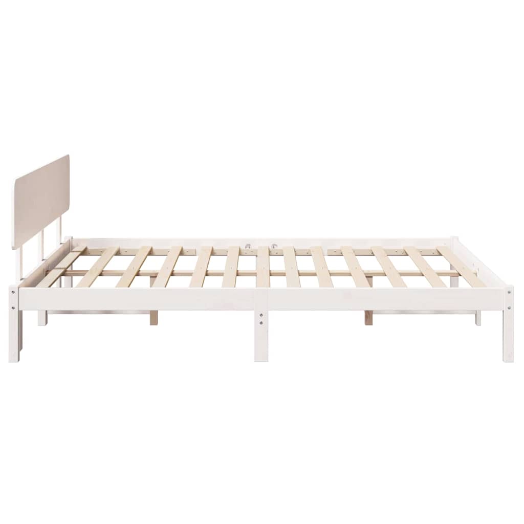 Bed Frame with Headboard White 160 x 200 cm Solid Pine Wood