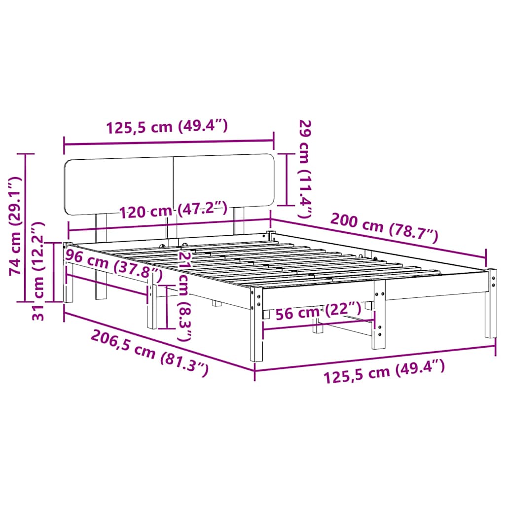 Bed Frame with Headboard Natural 120 x 200 cm