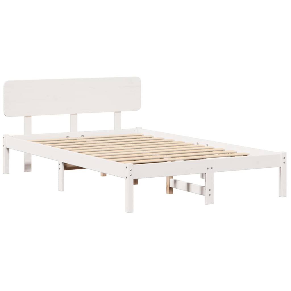 Bed Frame with Headboard White 120 x 200 cm Solid Pine Wood