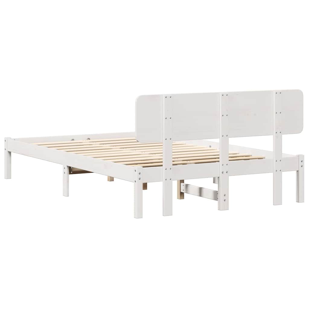 Bed Frame with Headboard White 120 x 200 cm Solid Pine Wood