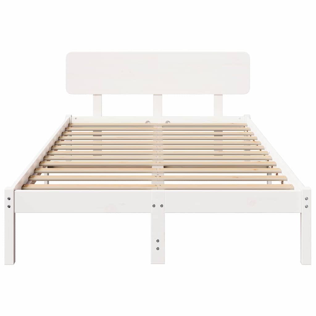 Bed Frame with Headboard White 120 x 200 cm Solid Pine Wood