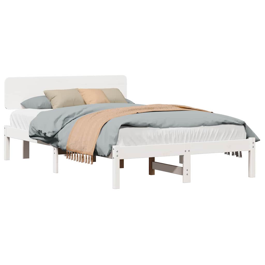 Bed Frame with Headboard White 120 x 200 cm Solid Pine Wood