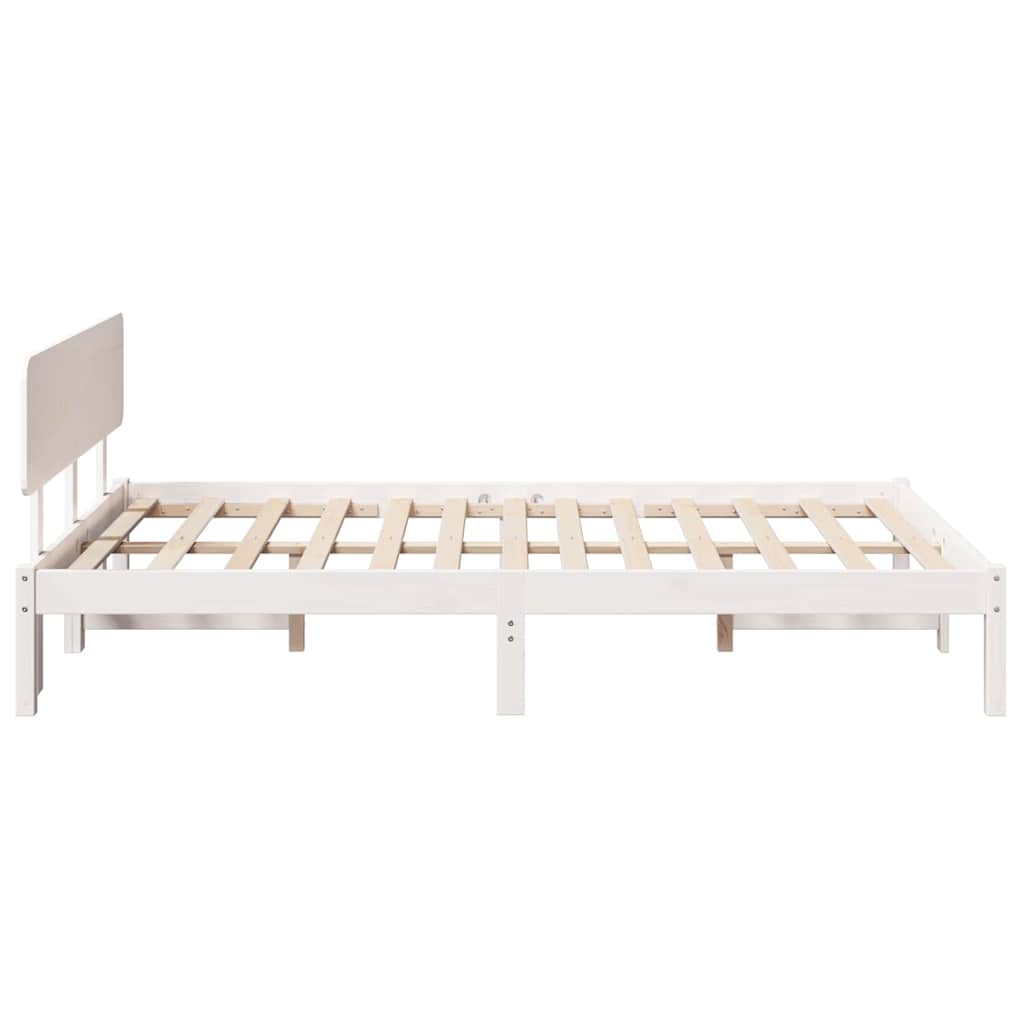 Bed Frame with Headboard White 120 x 200 cm Solid Pine Wood