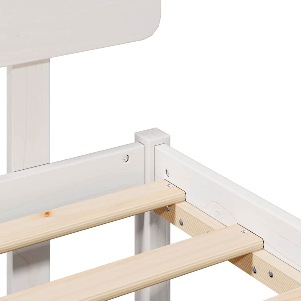 Bed Frame with Headboard White 140 x 190 cm Solid Pine Wood
