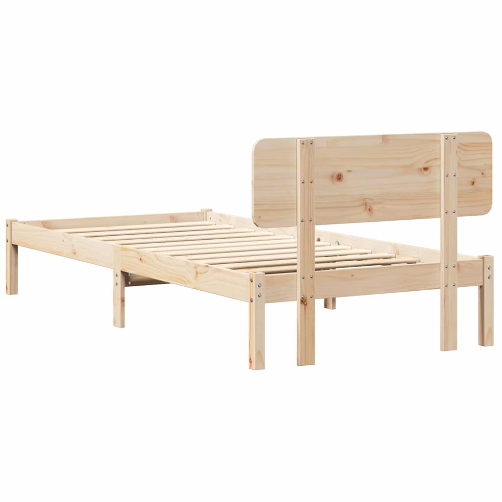 Bed Frame with Headboard Natural 100 x 200 cm Solid Pine Wood