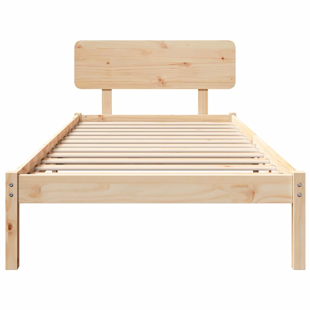 Bed Frame with Headboard Natural 100 x 200 cm Solid Pine Wood