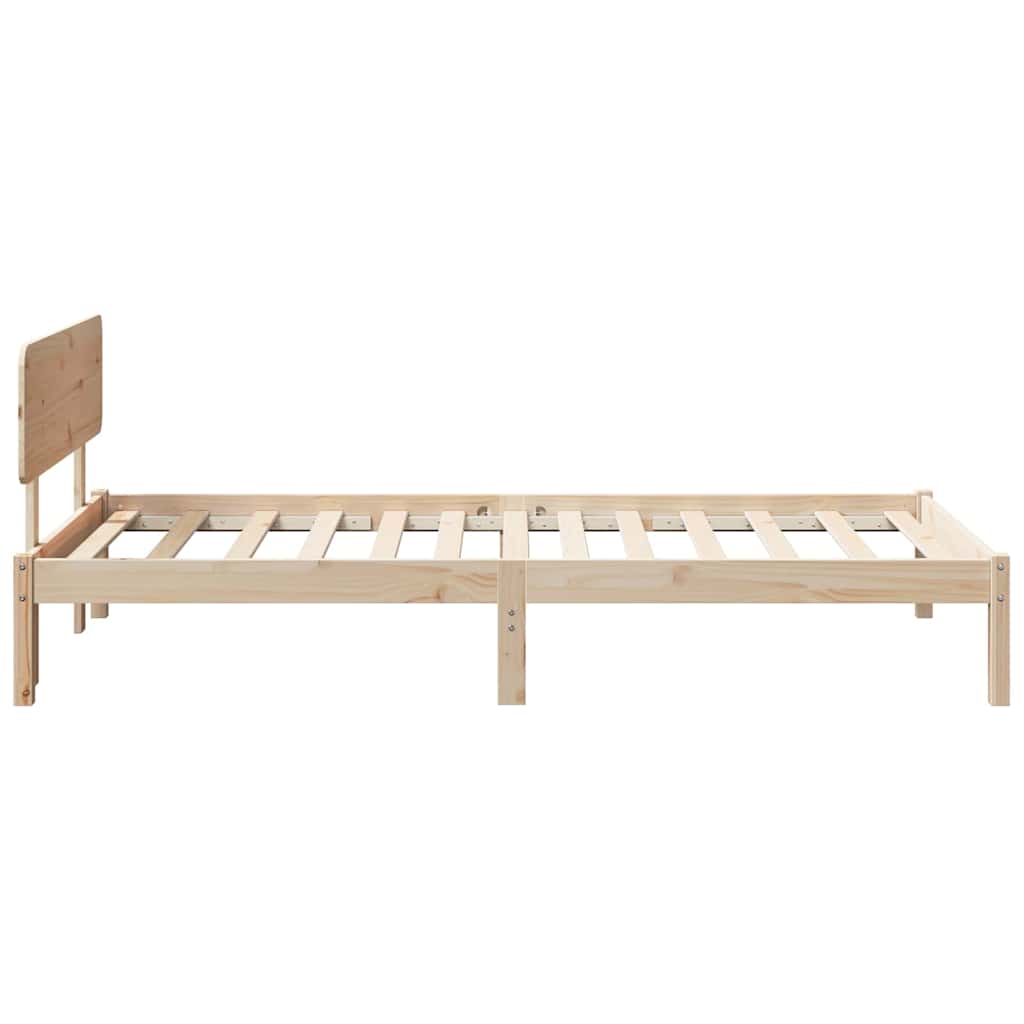 Bed Frame with Headboard Natural 100 x 200 cm Solid Pine Wood