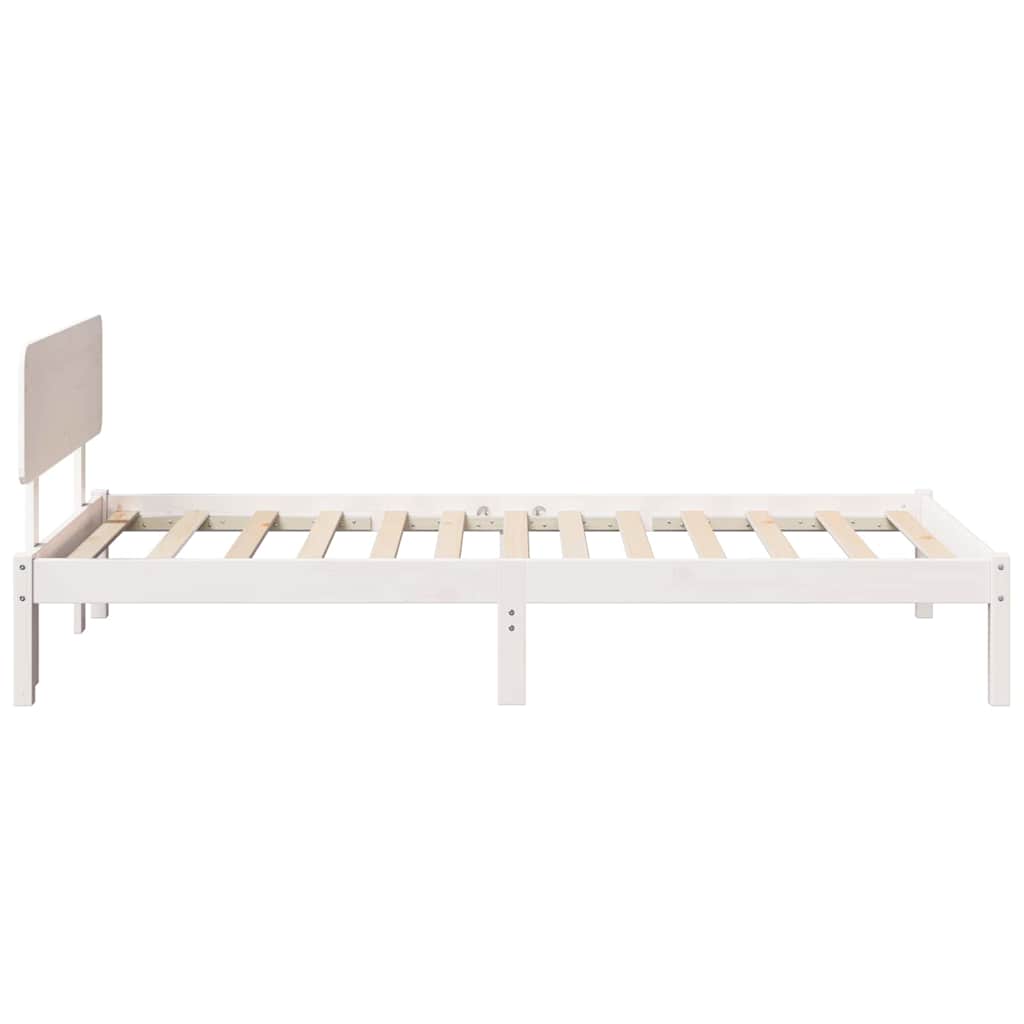 Bed Frame with Headboard White 100 x 200 cm Solid Pine Wood