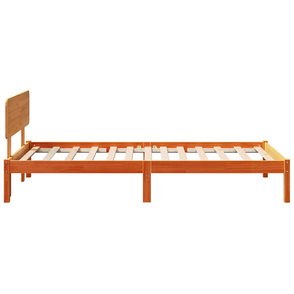 Bed Frame with Headboard Wax Brown 100 x 200 cm Solid Pine Wood