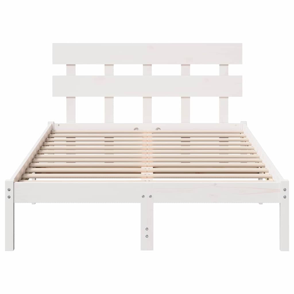 Bed Frame with Headboard White 120 x 200 cm Solid Pine wood