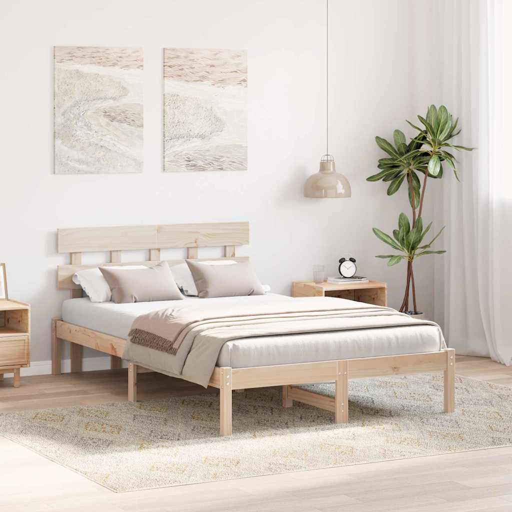 Bed Frame with Headboard Brown 120 x 190 cm Solid Pine wood