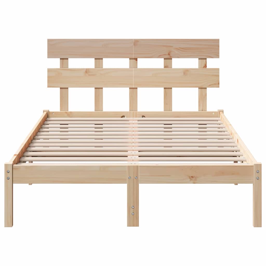 Bed Frame with Headboard Brown 120 x 190 cm Solid Pine wood