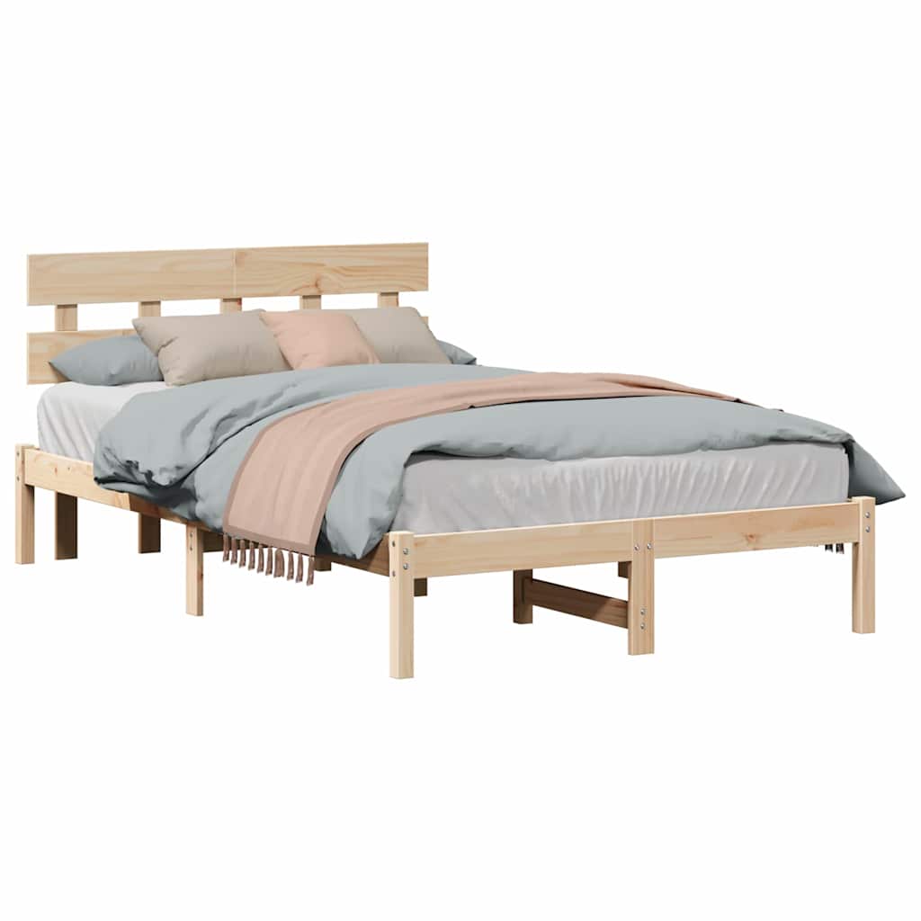 Bed Frame with Headboard Brown 120 x 190 cm Solid Pine wood