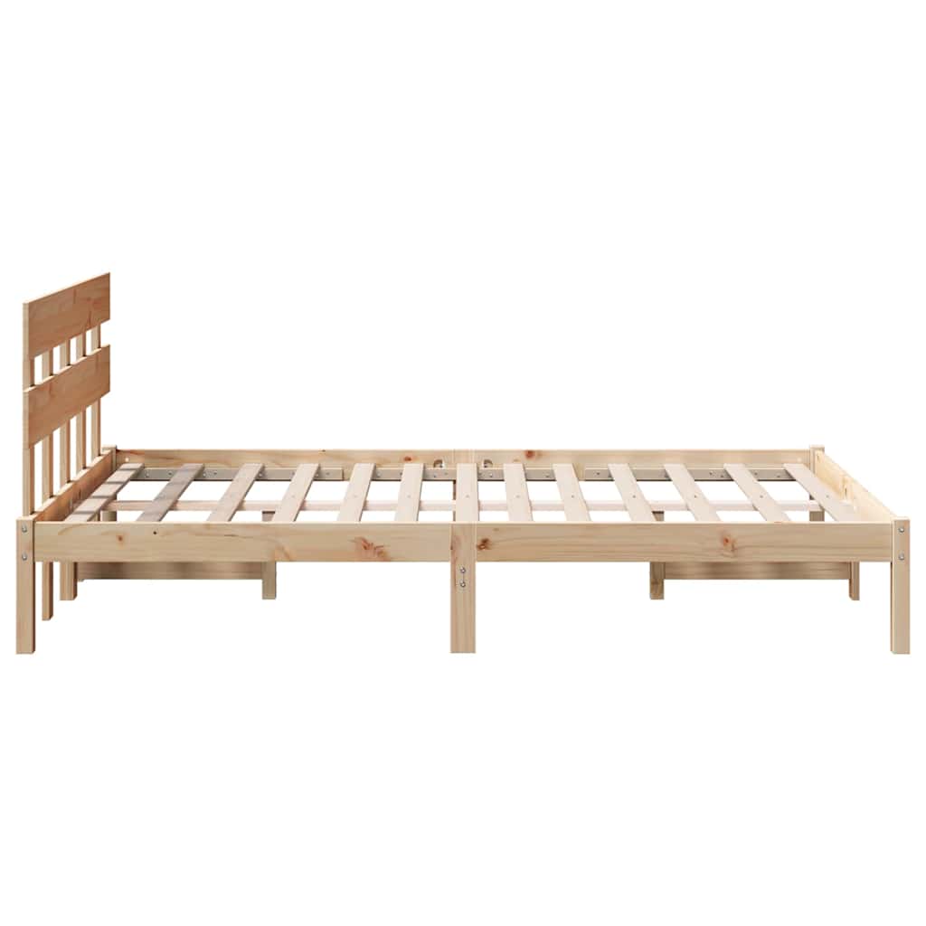 Bed Frame with Headboard Brown 120 x 190 cm Solid Pine wood