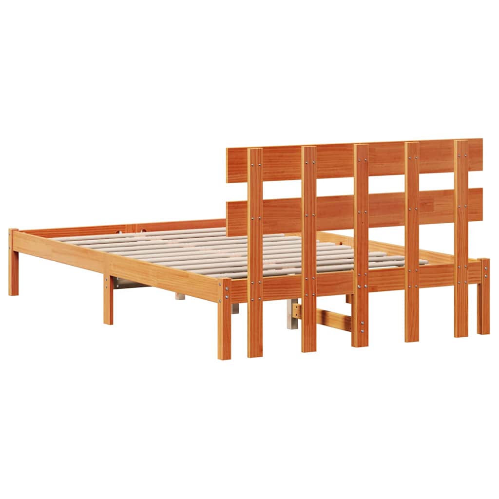 Bed Frame with Headboard Brown 120 x 190 cm Solid Pine wood