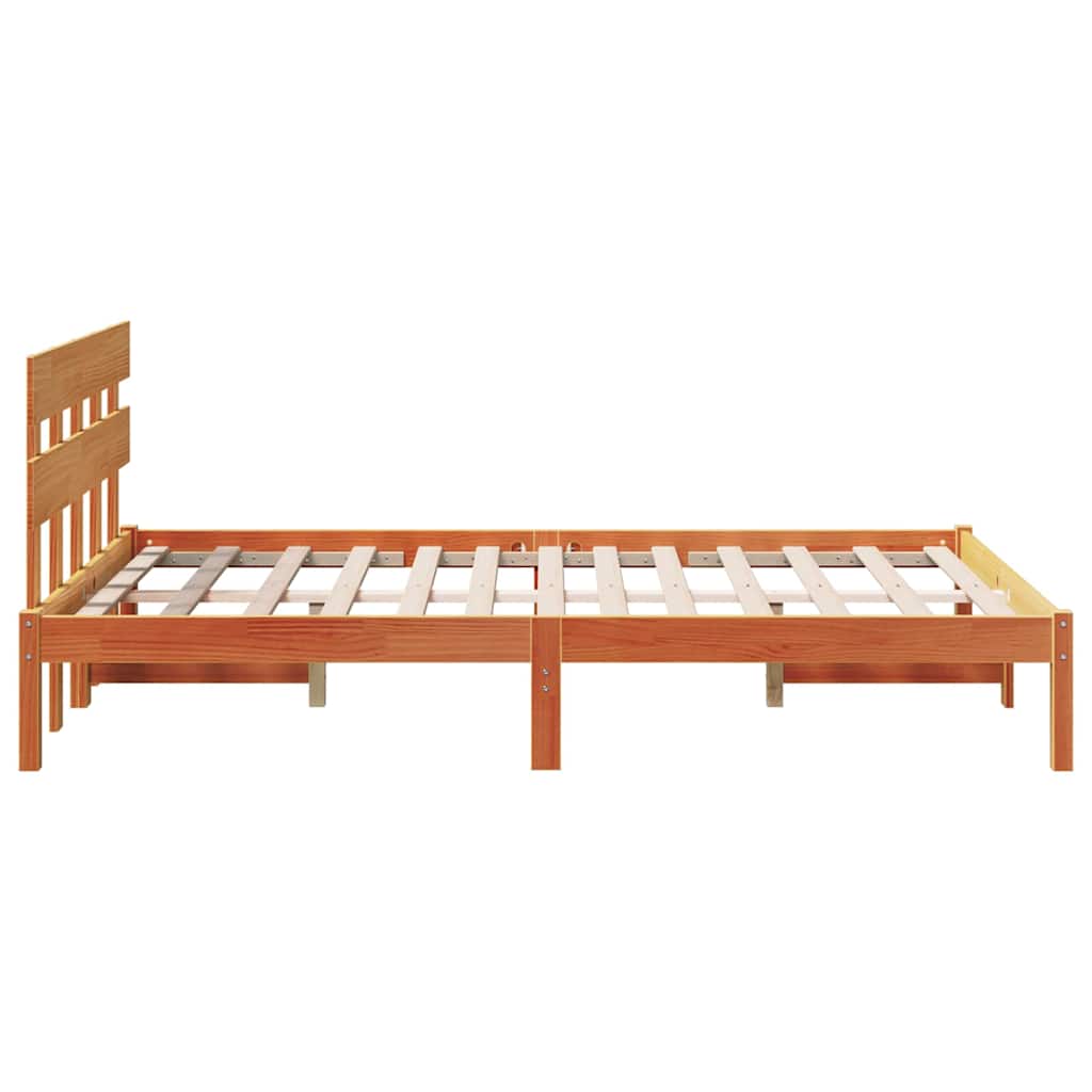Bed Frame with Headboard Brown 120 x 190 cm Solid Pine wood