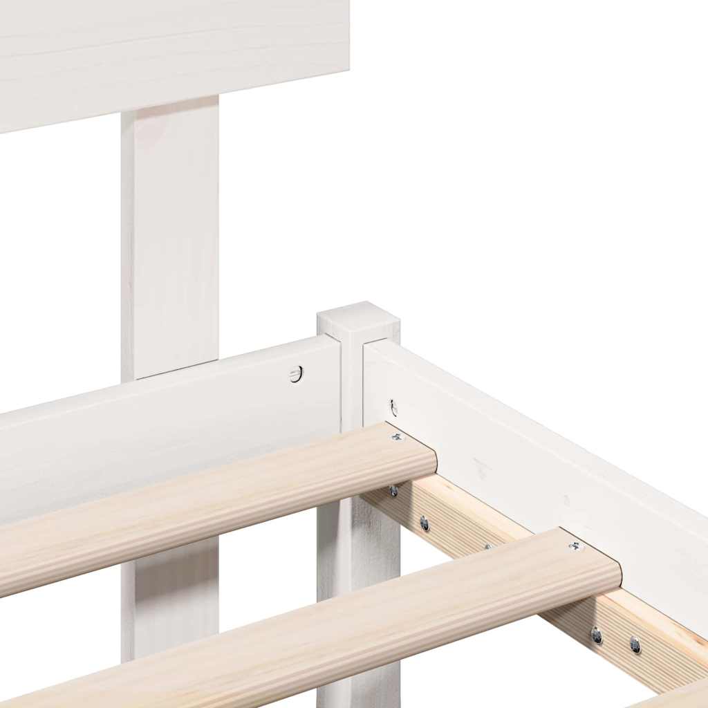 Bed Frame with Headboard White 140 x 190 cm Solid Pine wood