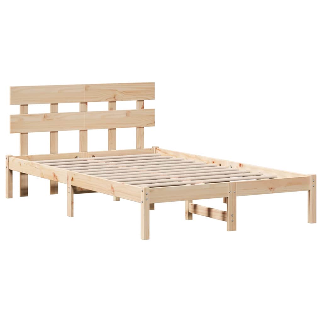 Bed Frame with Headboard Brown 135 x 190 cm Solid Pine wood