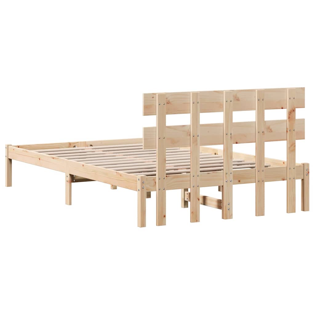 Bed Frame with Headboard Brown 135 x 190 cm Solid Pine wood