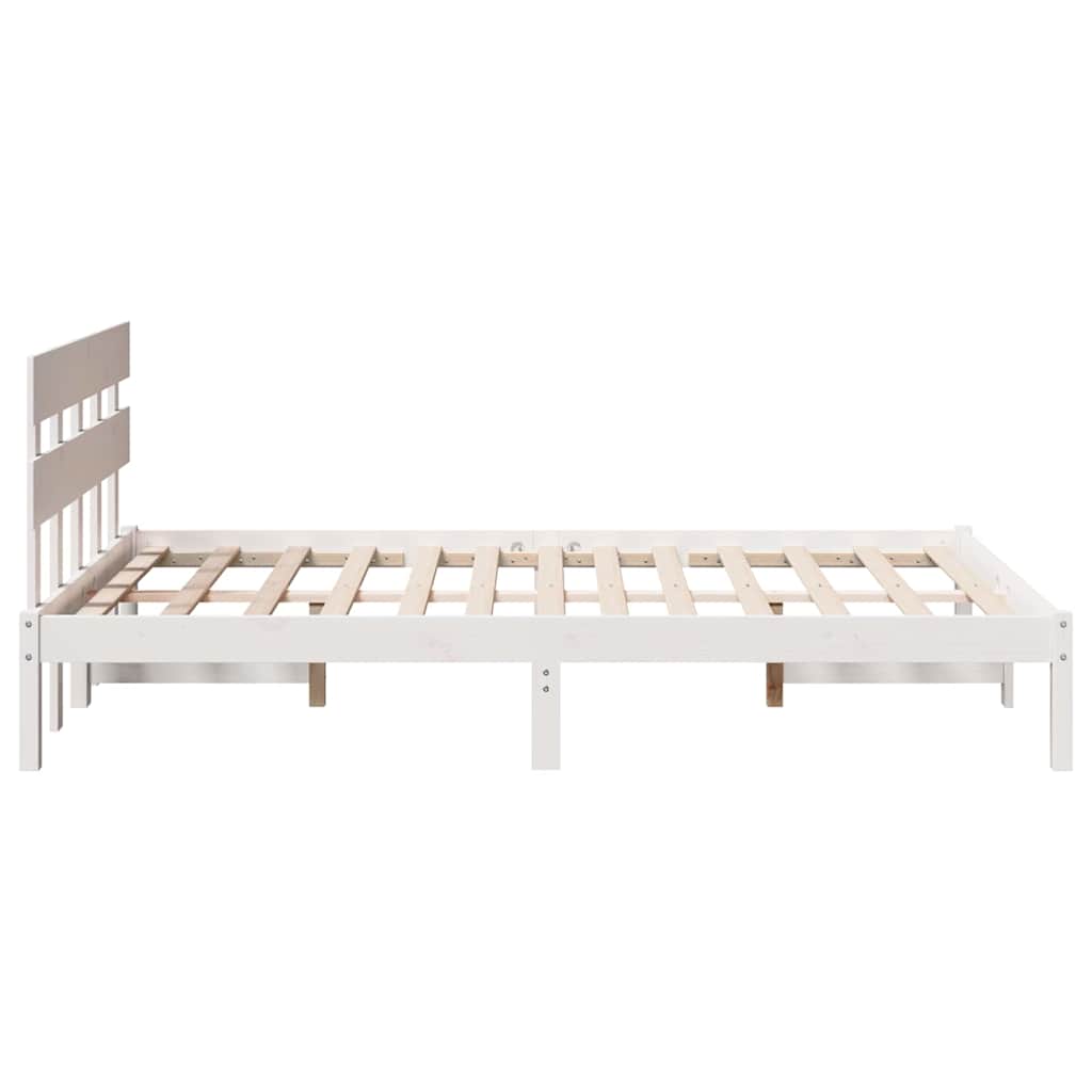 Bed Frame with Headboard White 135 x 190 cm Solid Pine wood