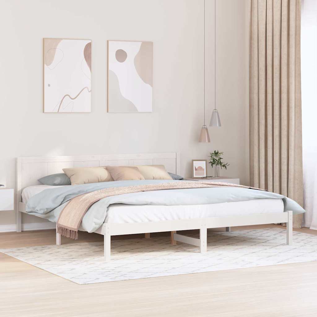 Bed Frame White 200 x 200 cm Solid Pine wood