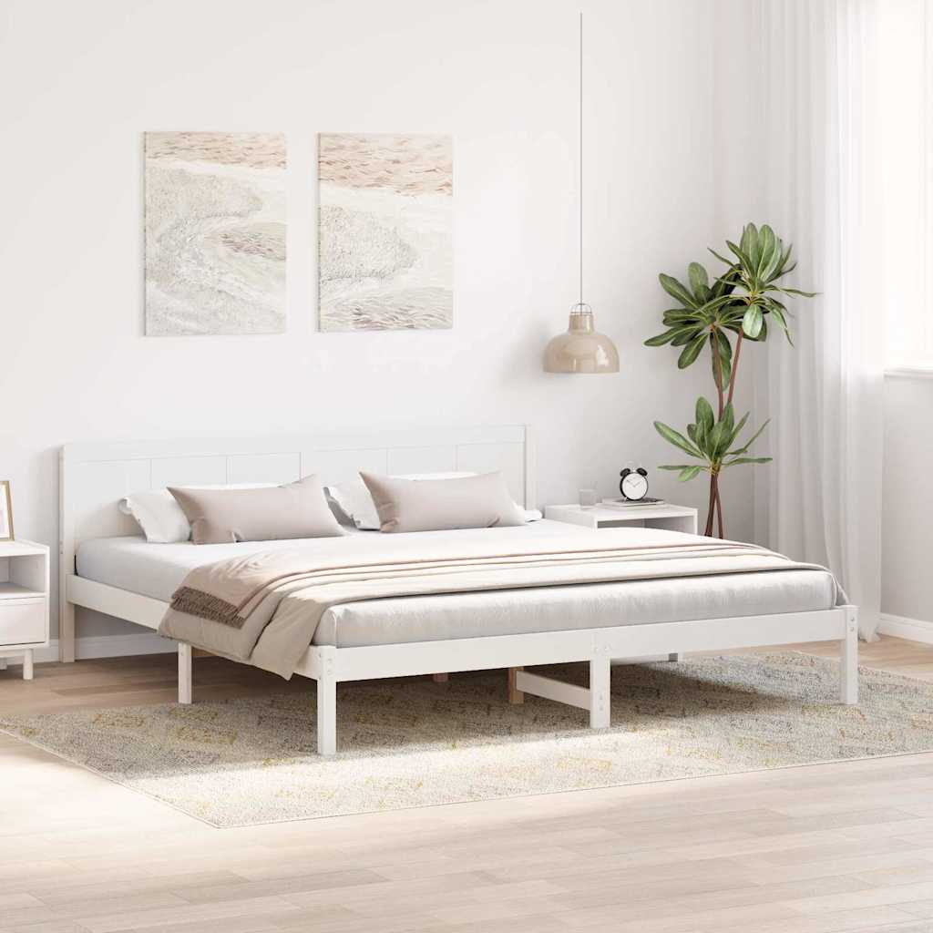 Bed Frame White 200 x 200 cm Solid Pine wood