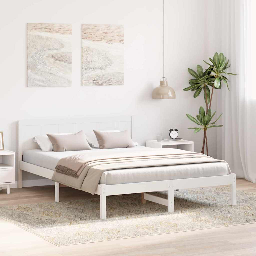 Bed Frame White 160 x 200 cm Solid Pine wood