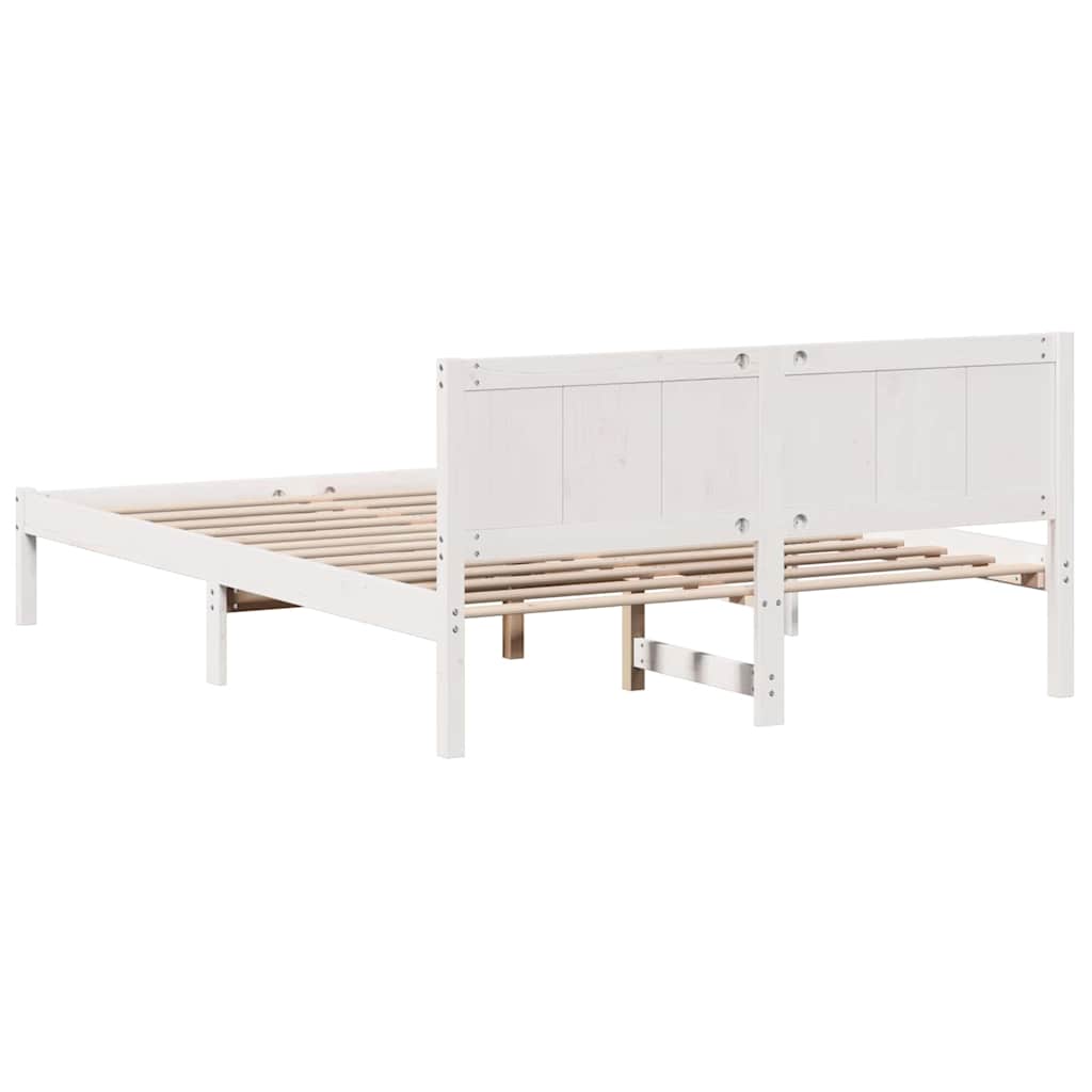 Bed Frame White 150 x 200 cm Solid Pine wood