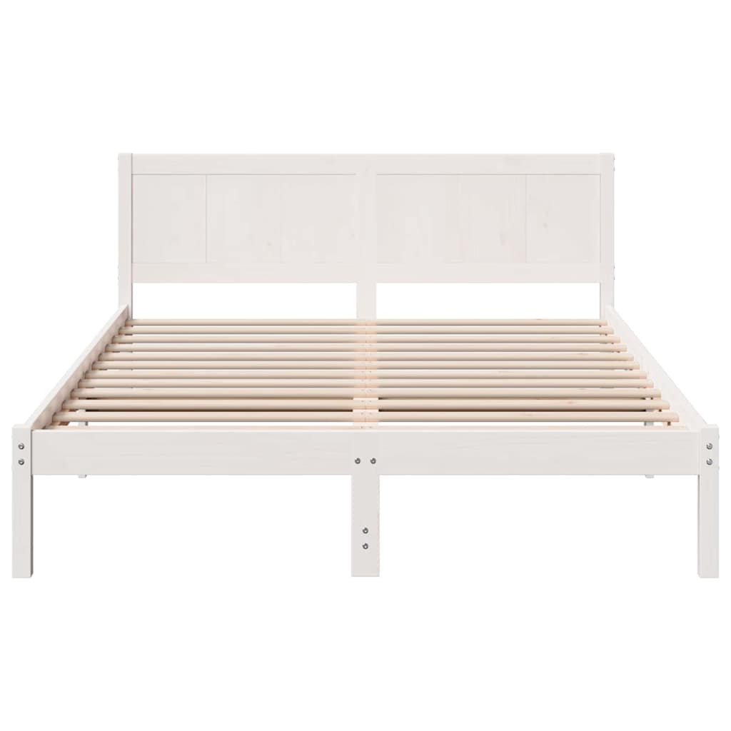 Bed Frame White 150 x 200 cm Solid Pine wood