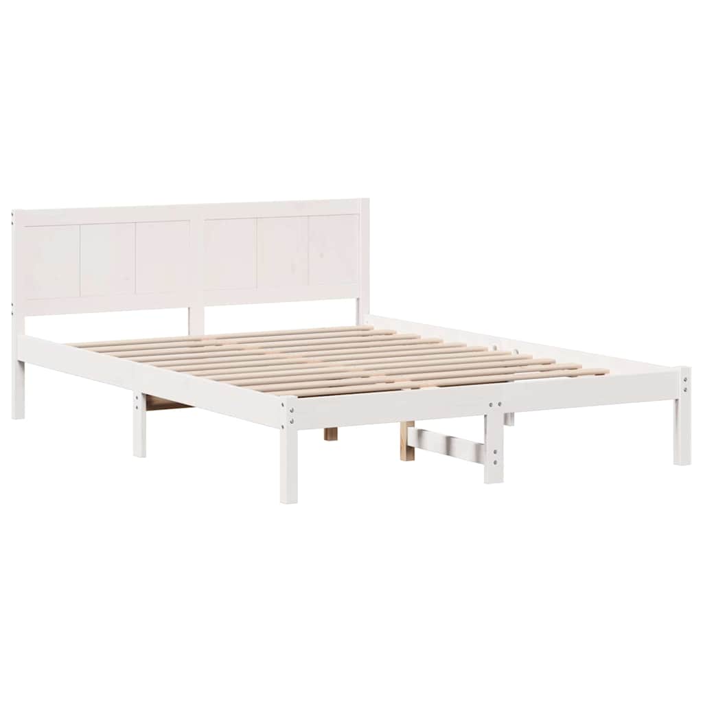 Bed Frame White 140 x 200 cm Solid Pine wood