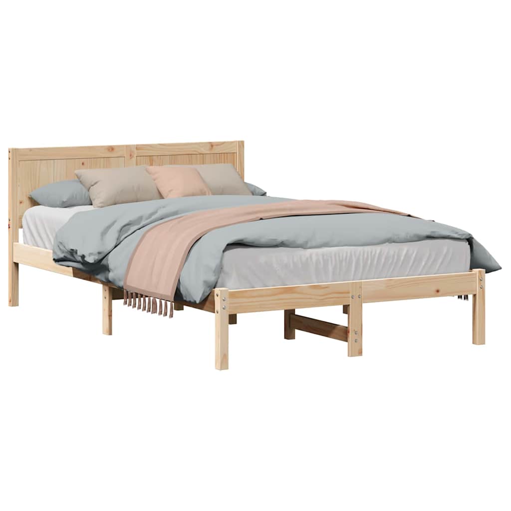 Bed Frame Brown 140 x 190 cm Solid Pine wood