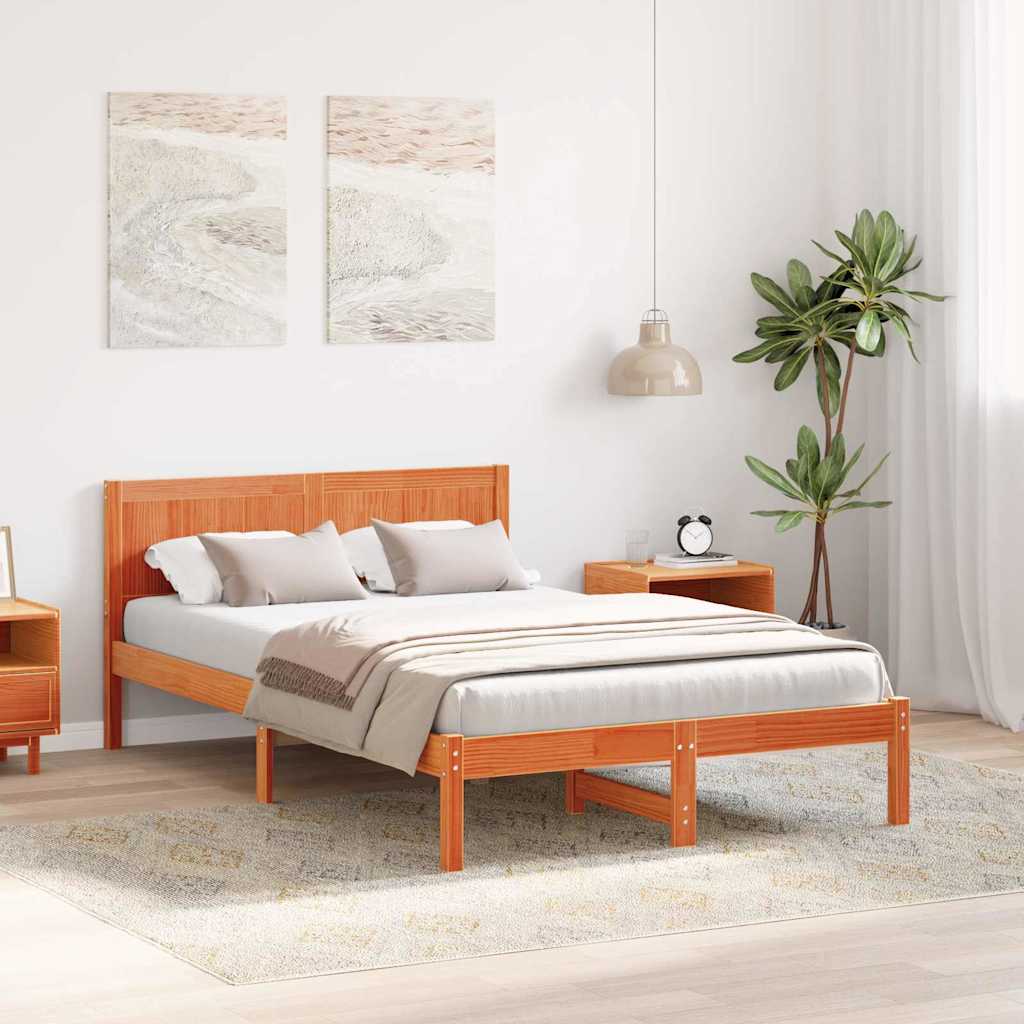 Bed Frame Brown 140 x 190 cm Solid Pine wood
