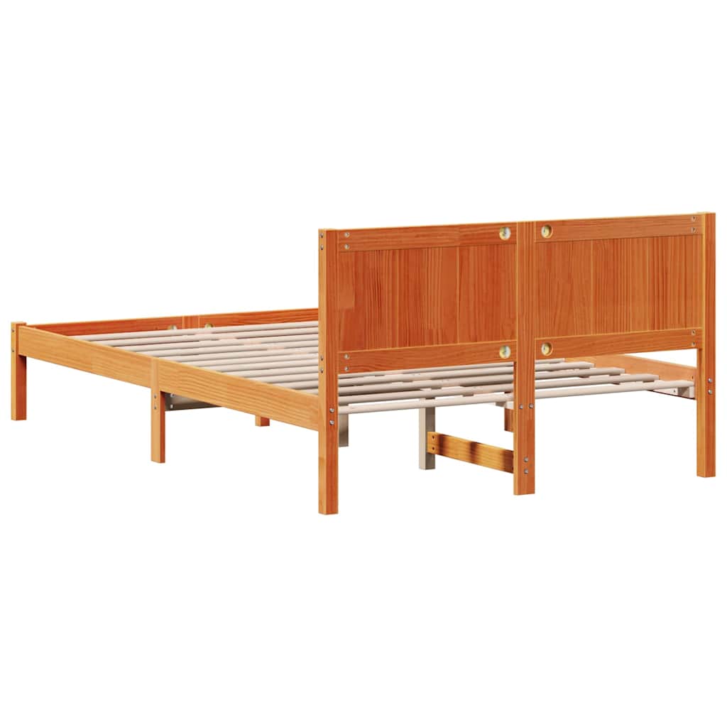 Bed Frame Brown 140 x 190 cm Solid Pine wood