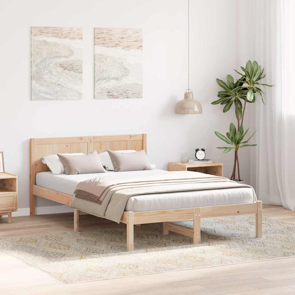 Bed Frame Brown 135 x 190 cm Solid Pine wood