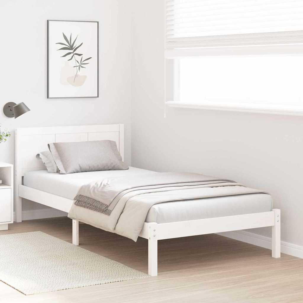 Bed Frame White 80 x 200 cm Solid Pine wood