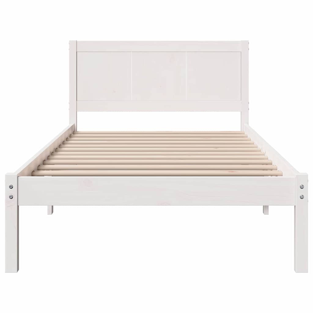 Bed Frame White 90 x 200 cm Solid Pine wood