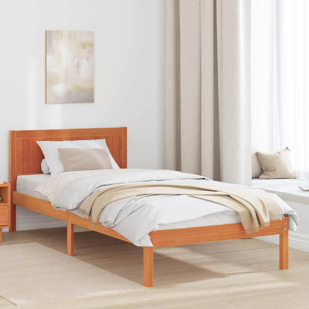 Bed Frame Brown 90 x 190 cm Solid Pine wood