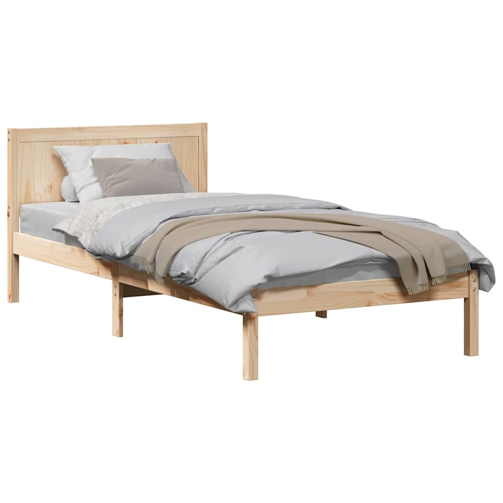 Bed Frame Brown 75 x 190 cm Solid Pine wood