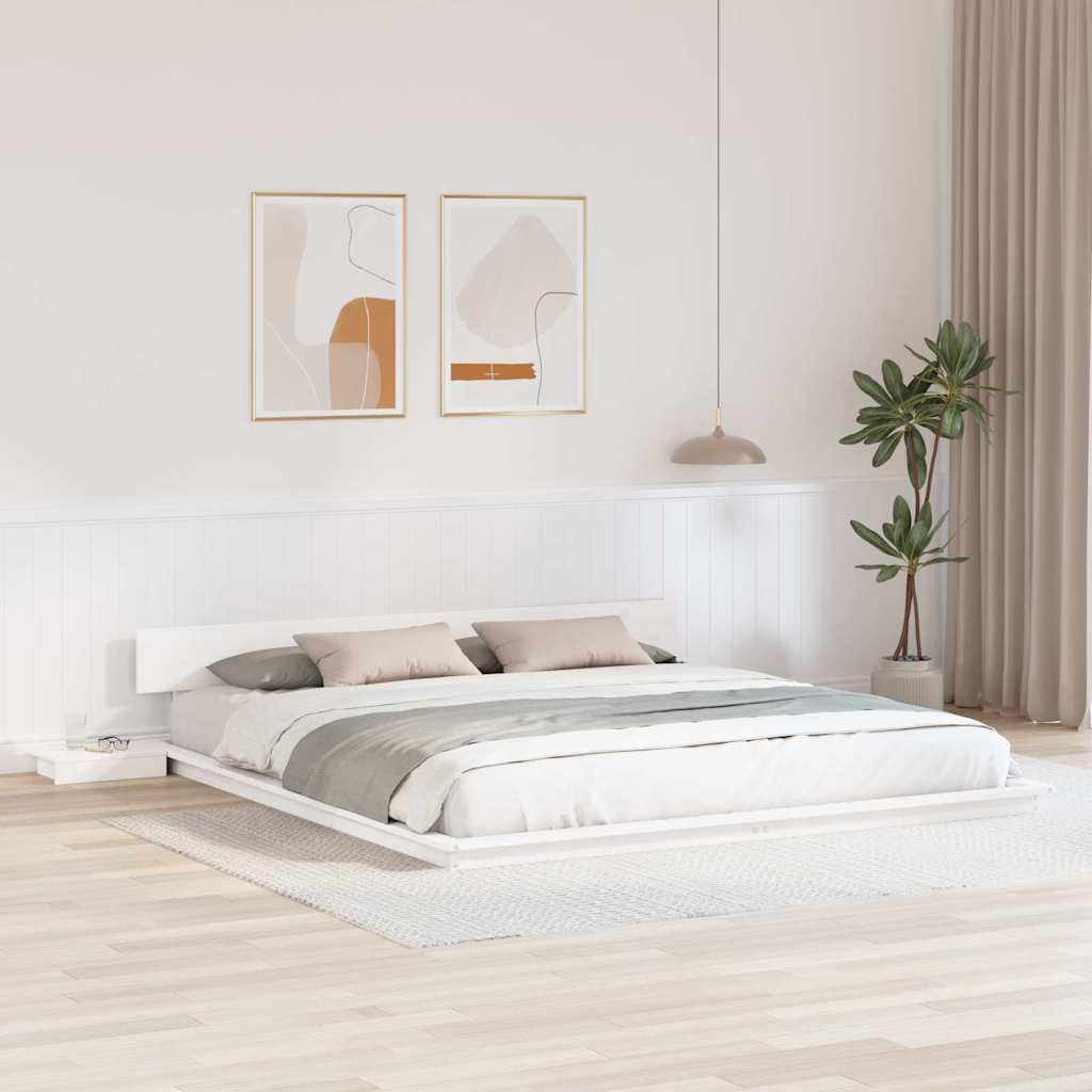 Bed Frame White 200 x 200 cm Wood