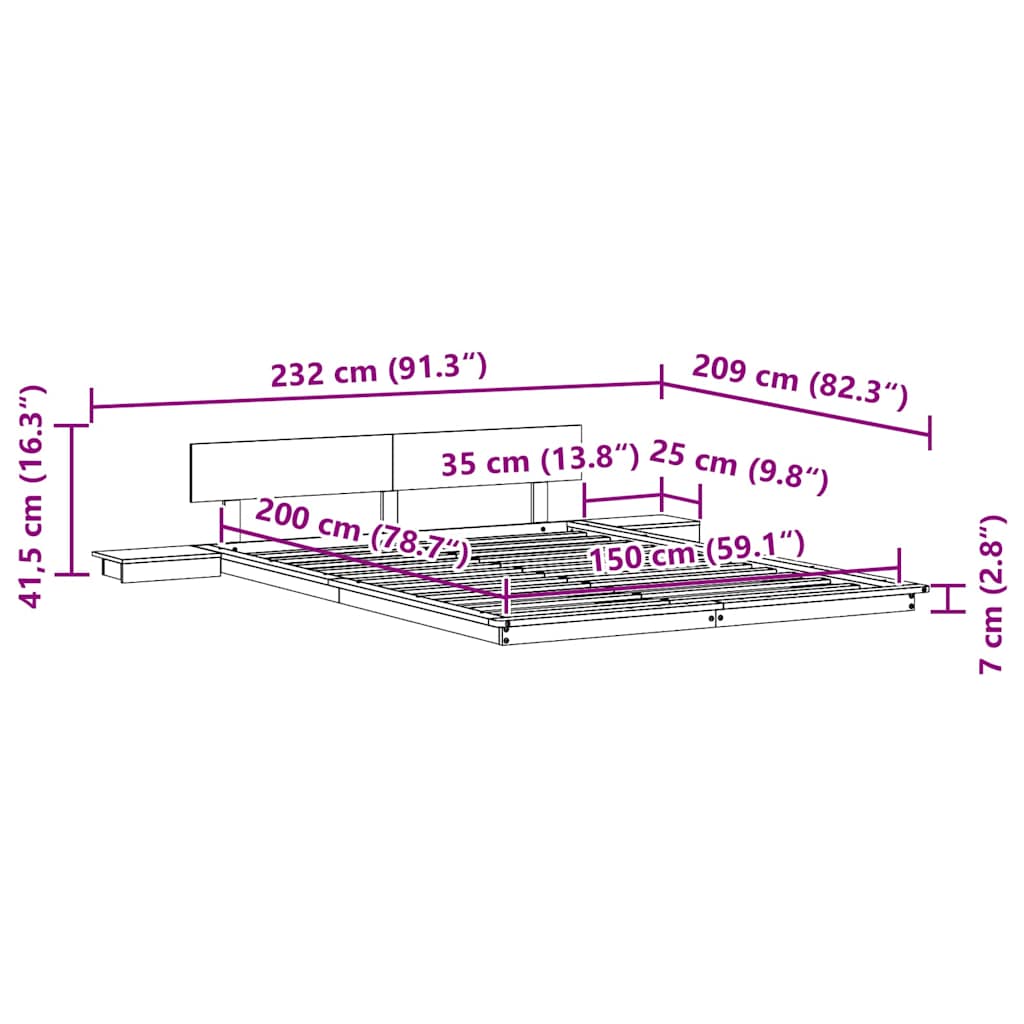 Bed Frame White 150 x 200 cm Wood