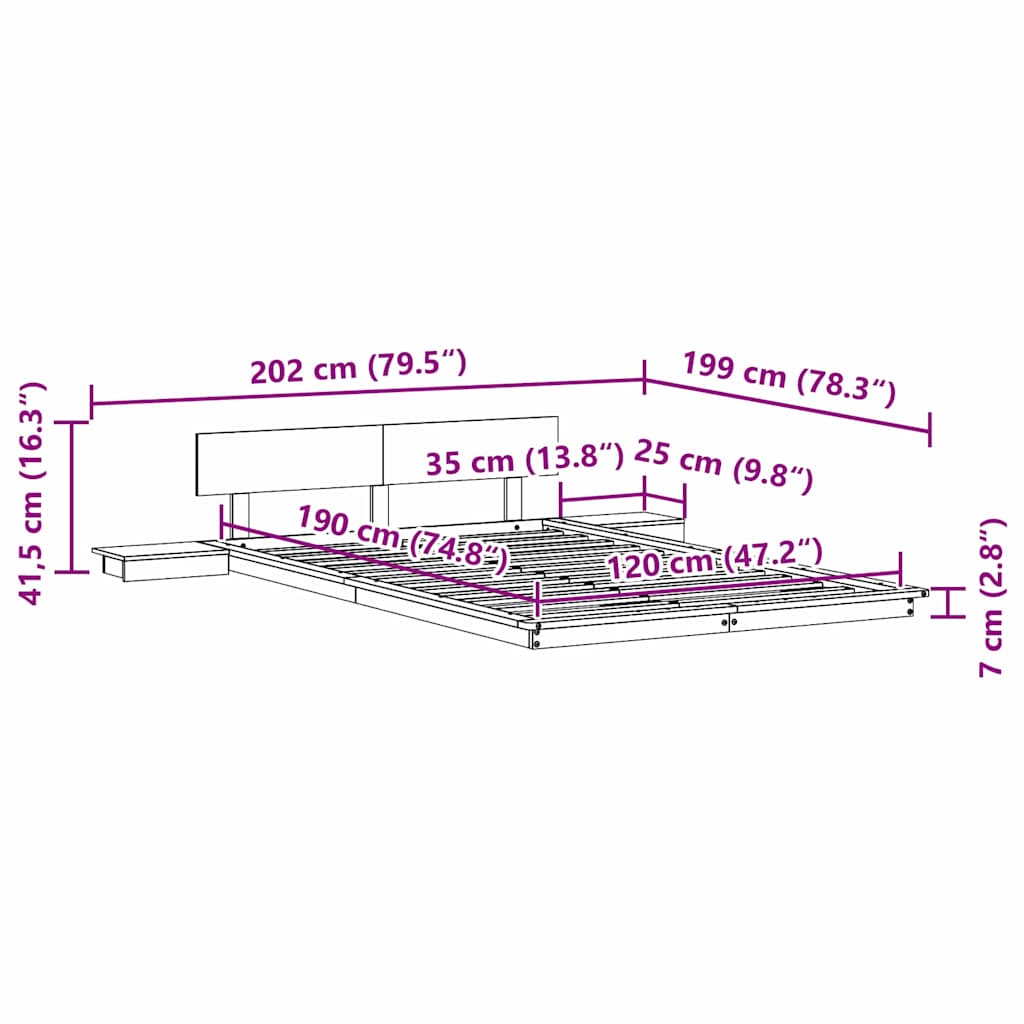 Bed Frame White 120 x 190 cm Wood